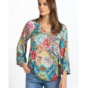 NWT Johnny Was Prisma 3/4 Kimono Sleeve Shirt Top Tunic Small